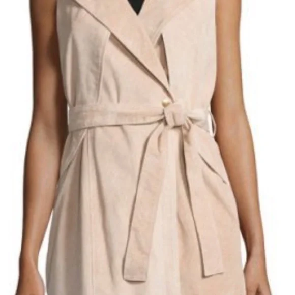 Neiman Marcus Belted Suede Trench Vest